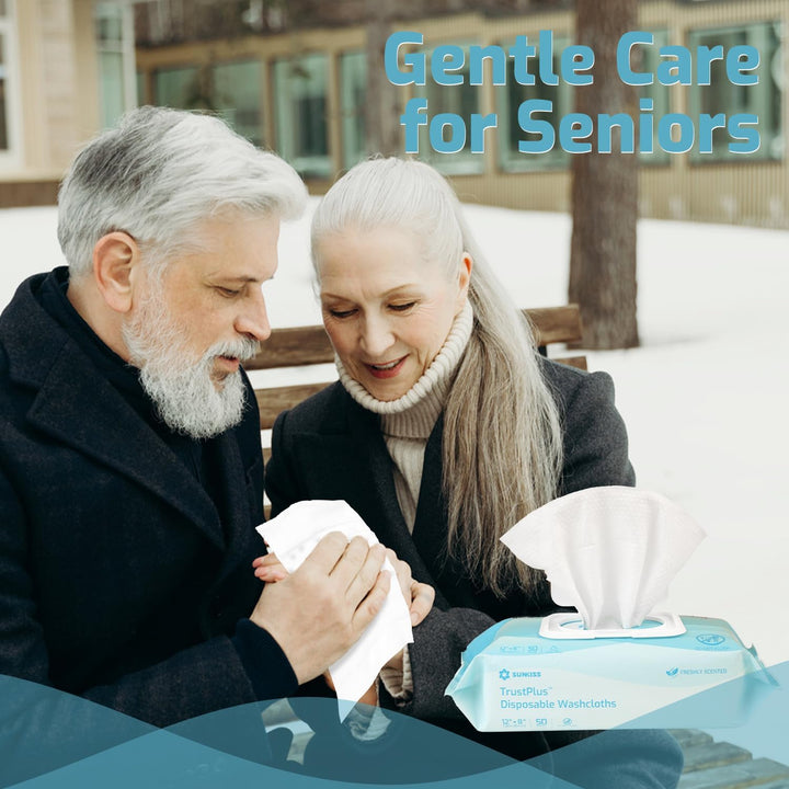 Trustplus Wet Wipes for Adult, Extra Thick 20 X 30 Cm Body Cleaning Wipes with Aloe for Incontinence & Cleansing, Fresh Scent, 50 Count