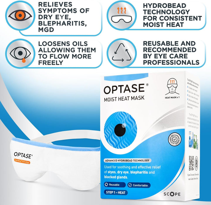 Moist Heat Eye Mask - Reusable with Hydrobead Technology for Soothing Relief from Blepharitis, MGD and Dry Eyes