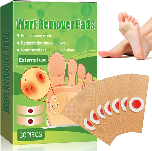 Wart Remover, 30Pcs Verruca Treatment, Plantar Wart Remover for Hands, Feet, Effective Deep Verruca Removal Pads Patches, Pain Relief, Non-Irritating Wart Treatment for Adults