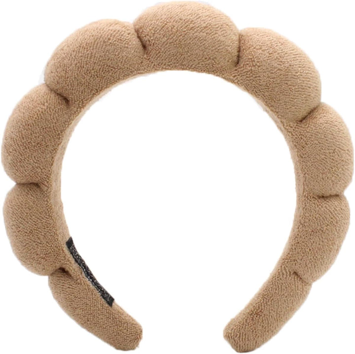 Puffy Makeup Headband Spa Headbands for Women Sponge & Terry Towel Cloth Fabric Cute Skincare Headband for Face Washing, Makeup Removal, Shower, Facial Mask (Pink)