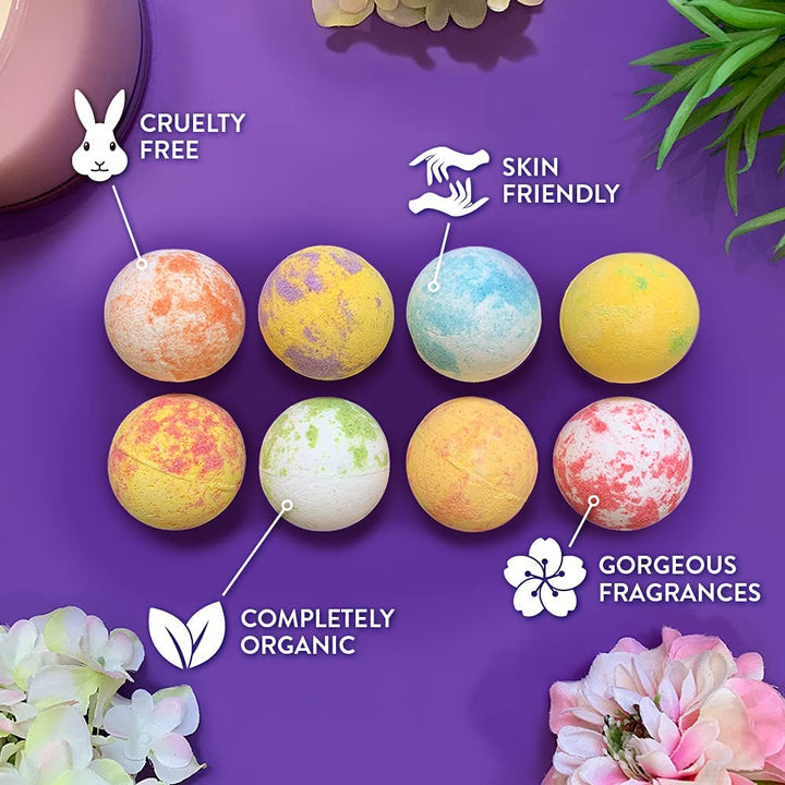 ZIMPLI - 8 X UK Made Value Bath Bombs, Birthday Gift Set for Women, Xmas Presents for Her, Girlfriend, Mum, Hamper, Beauty Spa