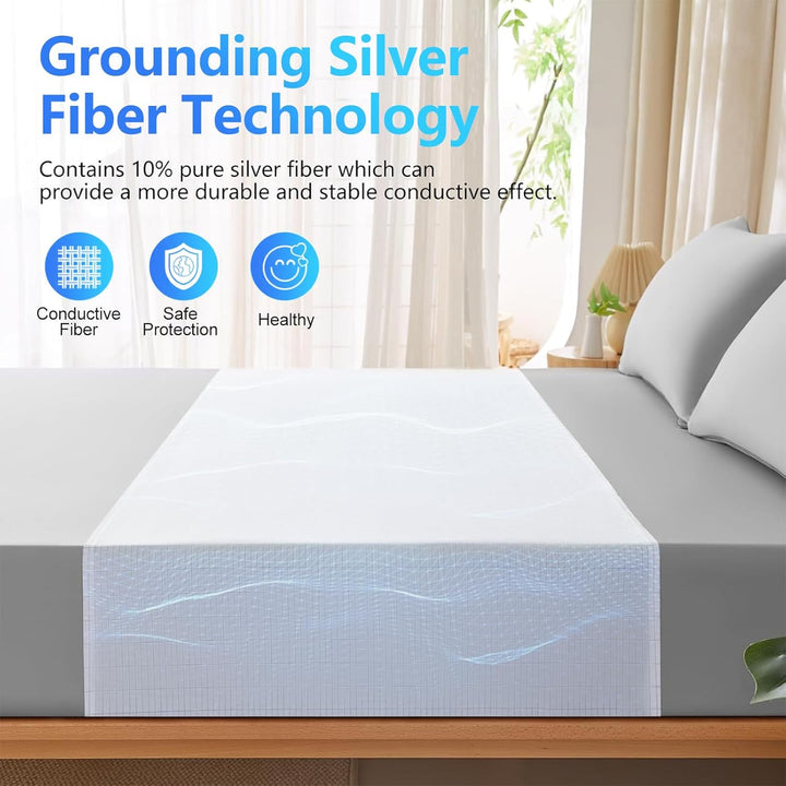 Grounding Bed Sheet, Grounding Mat Earthing UK with 10% Silver Fiber & 90% Organic Cotton for Improved Sleep Natural Wellness and Healthy Earth Energy Mat (68×132Cm)