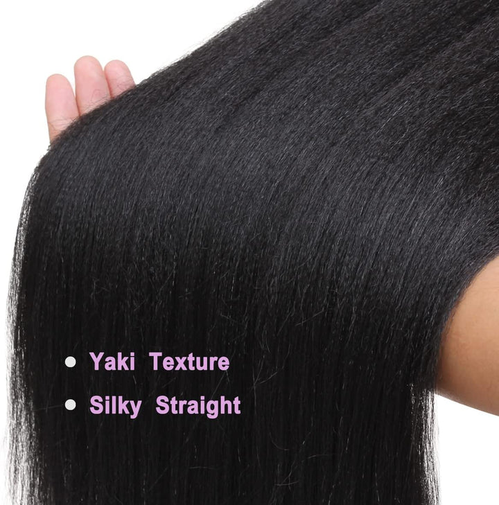 3 Packs Pre Stretched Braiding Hair Extension Yaki Texture EZ Braids Hair for Coi Leray Braids Black Braiding Crochet Hair Extensions /30 Inch 1B#