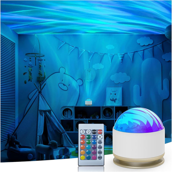 Northern Lights Aurora Projector Light, 16 Colors Lighting Galaxy Sensory Lights, Remote Kids Night Light, Dimmable Mood Lighting with Memory Function for Playroom Bedroom Teen Girl Gift