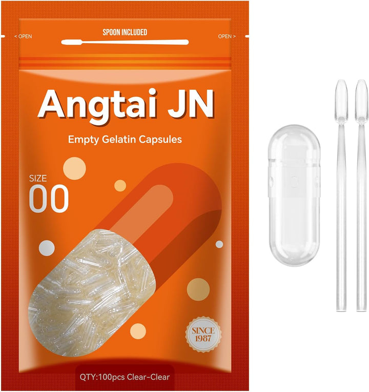 Empty Capsules Size 00 - Clear Gelatin Capsules Empty (100 Count) with Two Miro Lab Spoons - Gel Capsule Empty - DIY Pure Bovine Capsule Filling - Kosher, Gluten Free - Non-Gmo Certified