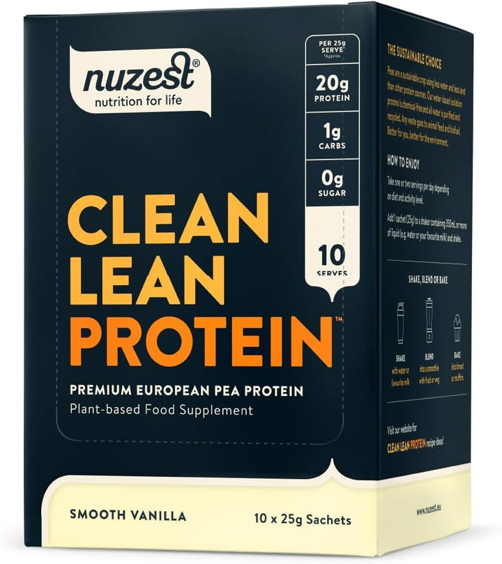 Vegan Protein Powders by  - Clean Lean Protein - Smooth Vanilla - Plant Based Pea Protein Shake - Low Calorie & Low Carb - Gluten Free - Dairy Free - 500G (20 Servings)