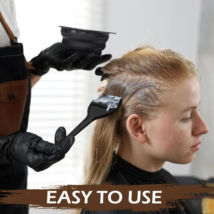 Hair Coloring Dyeing Kit, 4 PCS Hair Dye Brushes Tools Color Mixing Bowl and Brush for DIY Home Salon (Black)