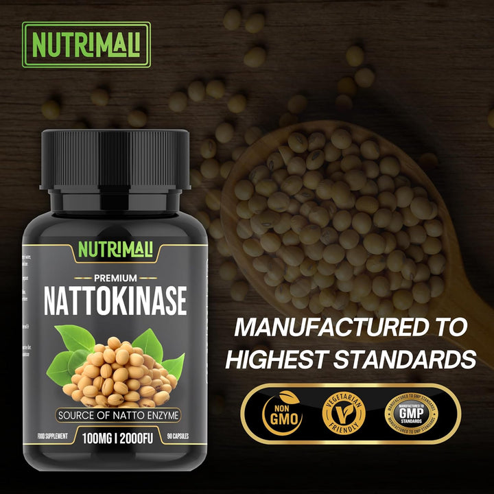 Premium Nattokinase 2000-4000 FU | 90 Vegan Capsules | Source of Natto Enzyme | Non-Gmo, Gluten-Free, Soy-Based | Natural, Japanese Fermentation | Protein Enzyme Supplement