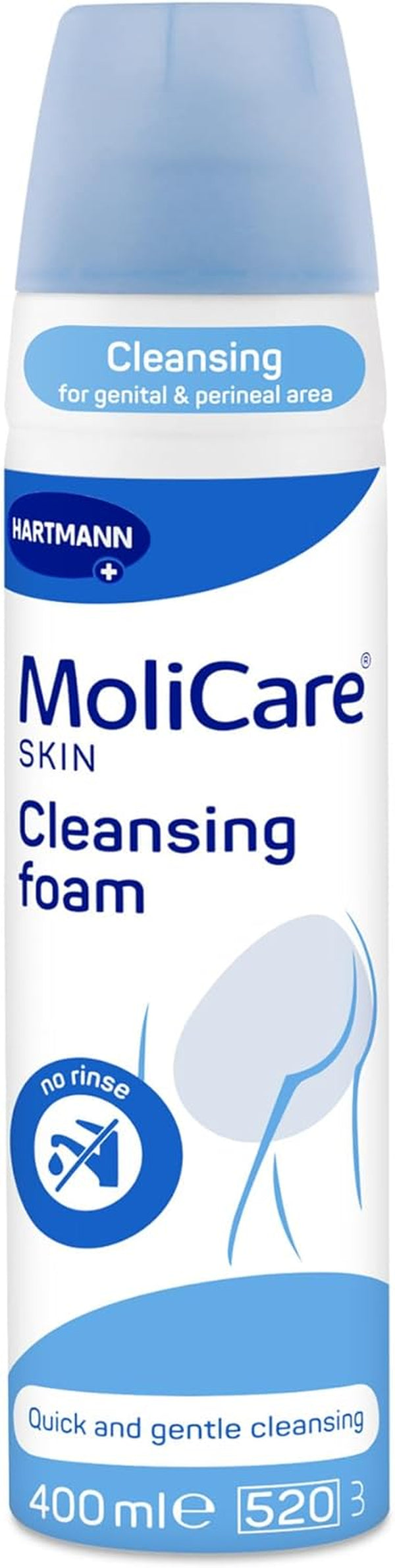 Skin Cleansing Foam – Quick & Gentle No-Rinse Genital & Perineal Cleanser for Incontinence Stressed Skin | Ph Balanced, Odour Neutralising, Gentle | 400Ml
