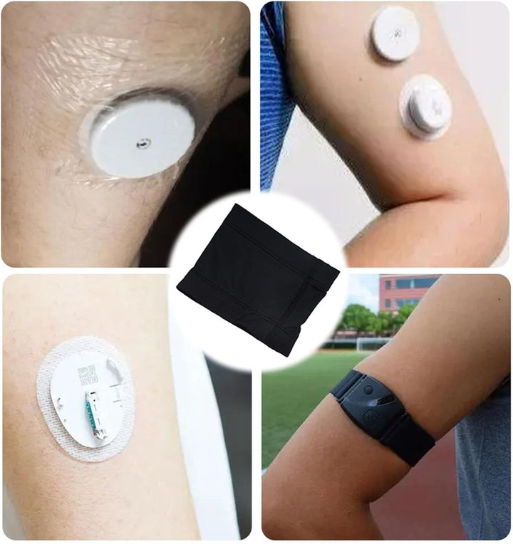 2PCS Diabetic Sensor Armband Black Diabetes Arm Band for Insulin Pod Monitoring Systems Diabetes Arm Band Protects Insulin Pod Upgraded Diabetes Sensor Cover Blood Glucose Support Armband (XS)