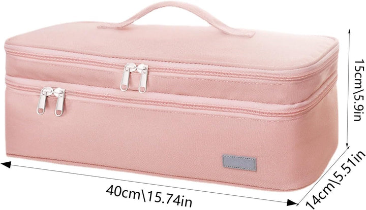 40 * 15 * 14Cm Double Layer Hair Dryer Storage Bag - Hair Straightener Travel Case, Dryer and Straightener Storage Bag, Styler Travel, Styler Storage, Pink