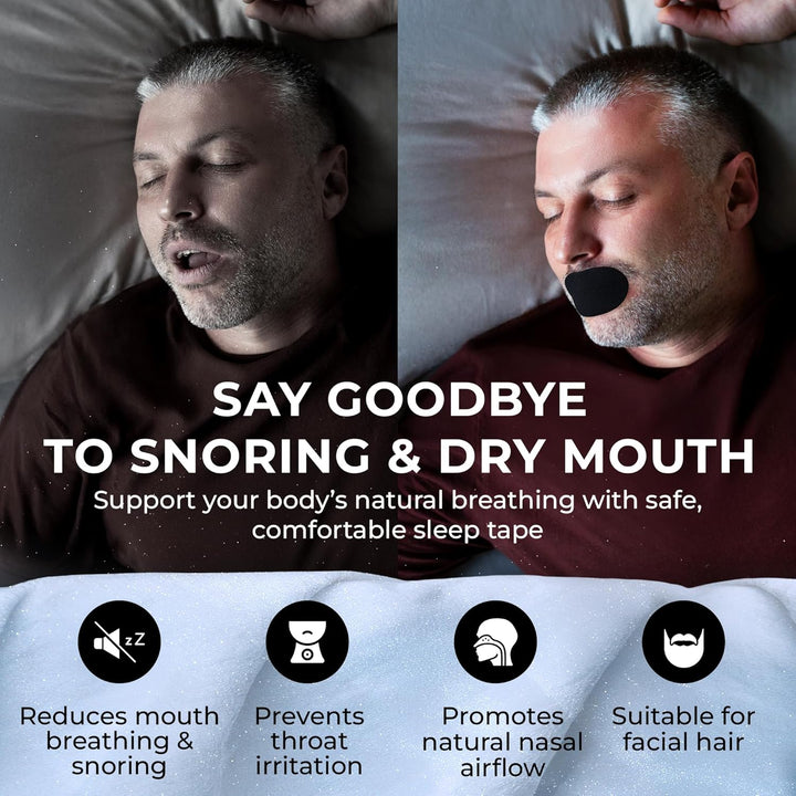 Sleep Tape | 31 X Hypoallergenic Mouth Strips | anti Snoring Device, Supports Nasal Breathing | Clinically Tested Dug Free Anti-Snoring Aids for All Genders