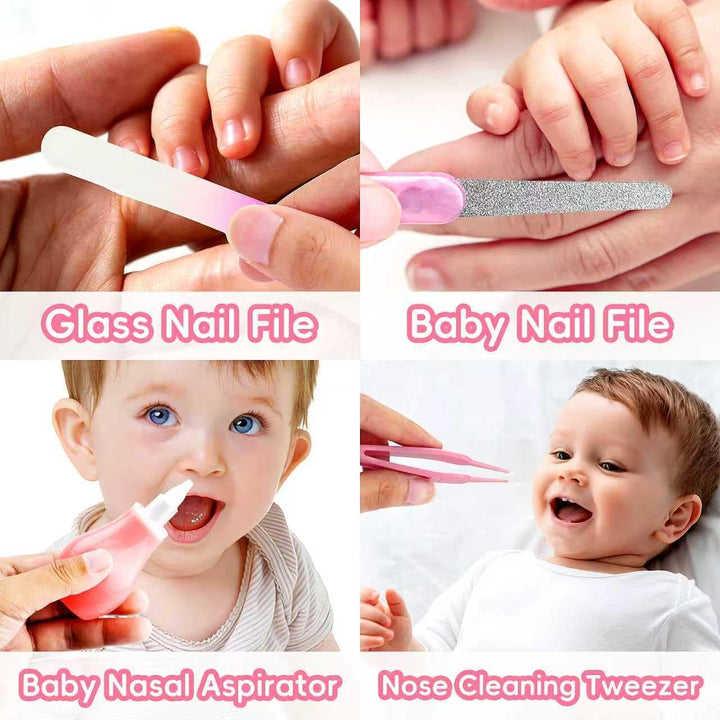 Infant Safety Care Set with Hair Brush Comb Nail Clipper, Baby Essentials Kit for Newborn Girls Boys (Pink)