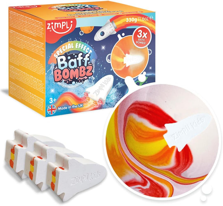 ZIMPLI - Large Cloud Rainbow Baff Bombz, Create a Rainbow Effect, Fizzing, Bathtime Adventure, Bath Bomb Fizzing Fun for Children 4 5 6 7 8 9