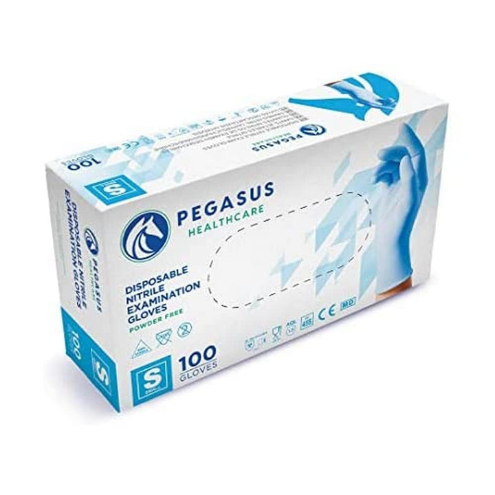 Pegasus Healthcare Pack of 100 Disposable Nitrile Examination Gloves | Latex and Powder Free | Sizes XS to XL | Suitable for Medical Clinics, Hospitals, Dentists, Laboratory Use, IT Use Etc (Medium)