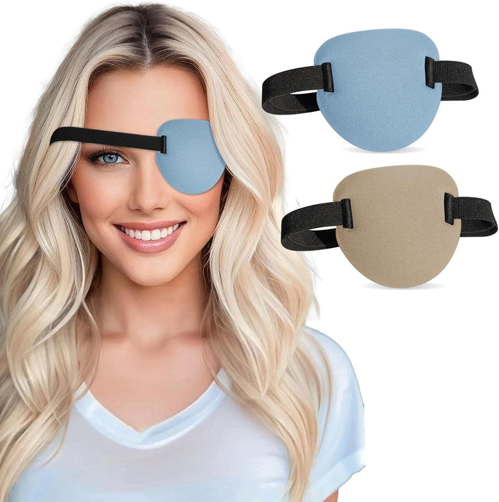 2 Pcs Eye Patches,Eye Patch for Adults,3D Medical Adjustable Eyepatch for Right or Left Eye,One Eye Cover for Lazy Eye,Pirate Costume(Black)