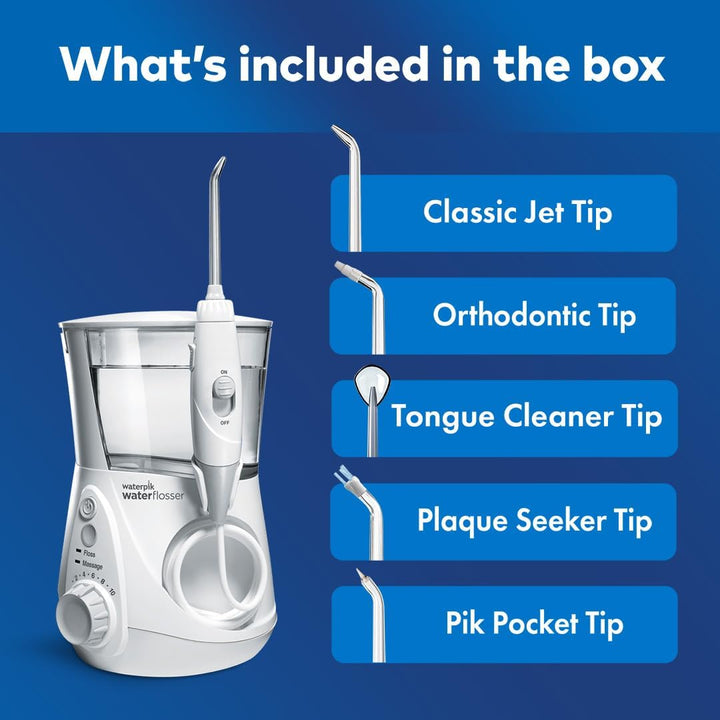 Ultra Professional Water Flosser, 5 Tips, Advanced Pressure Control System, 10 Settings, Dental Plaque Removal Tool, White, WP-660UK, 2Pin UK Bathroom Plug, Packaging May Vary