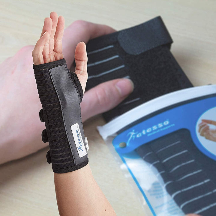 Breathable Wrist Support Brace Splint - Ideal for Carpal Tunnel, Sprains, and Tendonitis (Black, Medium, Right Hand)