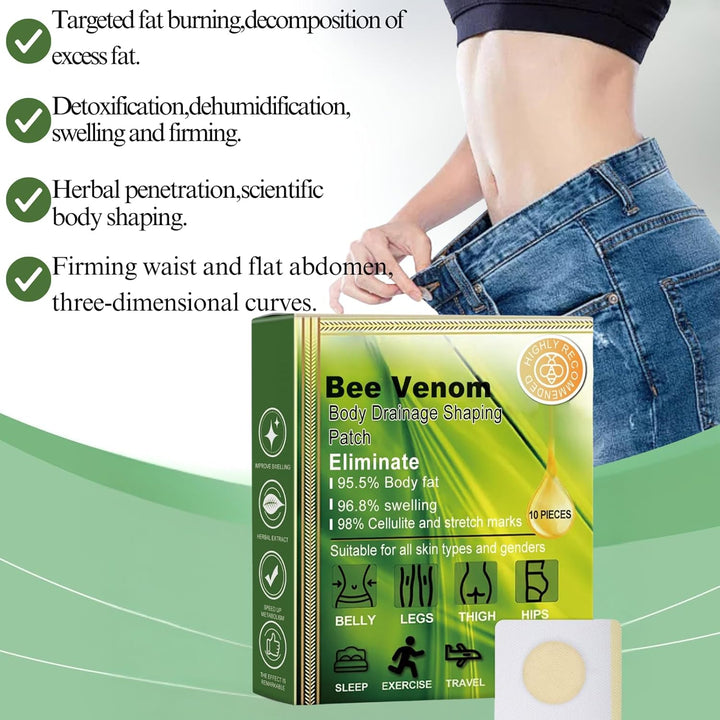 40Pcs Bee Venom Patches,Lymphatic Drainage Patches,Fat Burning Patches for Belly&Waist&Legs,Skin Firming &Body Shaping Patch,Anti-Cellulite,Natural Fat Reduction,Bee Venom Detox Patches