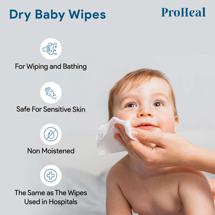 Disposable Dry Wipes for Baby and Adults, 300 Count (10 Pack) - Ultra Soft Cotton Tissue Washcloths - 7" X 13" Travel Size -