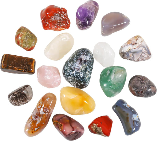 18 Pcs Healing Crystals Gemstones Set, Natural Polished Gem Stones, Lucky Pocket Stone for Yoga Balancing, Meditation, Reiki, Anxiety Stress Relief