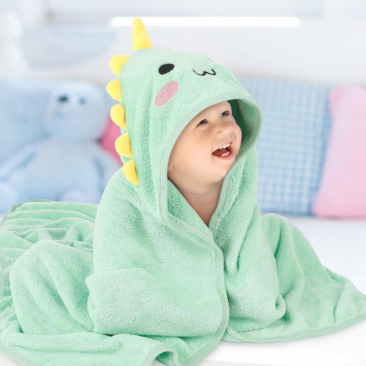 3 Pcs Hooded Baby Towels, Ultra Soft Newborn Towels with Hood, Cute Animal Design Absorbent Baby Bath Towels for Newborn Boys and Girls, 80X80Cm
