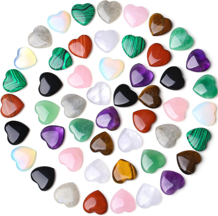 20PCS Heart Healing Crystals Gifts Gemstones Set Bulk Quartz Love Gem Stones Wholesale Polished Pocket Chakra Reiki Spiritual Wellbeing Stocking Filler Mini Small Gift for Women