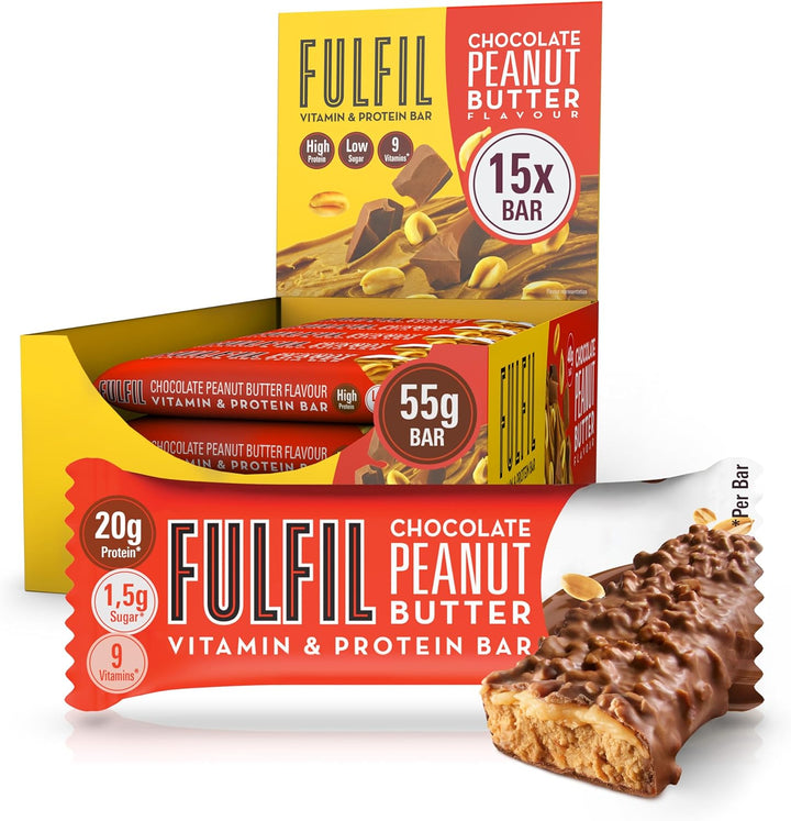 Vitamin and Protein Bars (15 X 55 G Bars) — Chocolate Salted Caramel Flavour — 20 G High Protein, 9 Vitamins, Low Sugar
