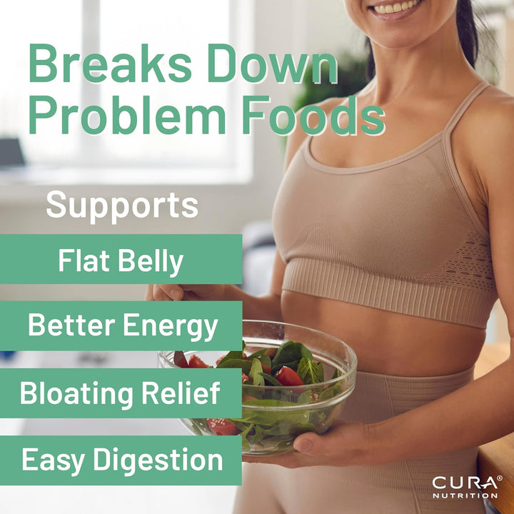 CURAZYME Tolerance (30 Capsules) Food Intolerance Digestive Enzymes Supplement for Gut Health Support, Broad Spectrum Enzyme Complex for Bloating, Heartburn, Digestion Relief, Vegan