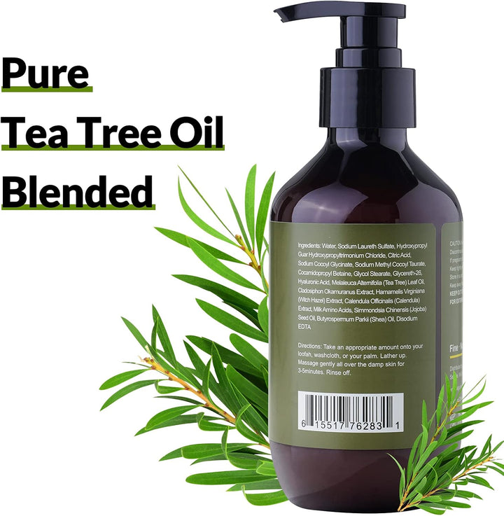 Tea Tree Body Wash, Antifungal Body Soap with Pure Tea Tree Oil for Athlete'S Foot, Body Odor, Eczema, Jock Itch, Ringworm, Toenail Fungus, Acne, Natural Foot & Body Wash, 300Ml(10.14Fl Oz)