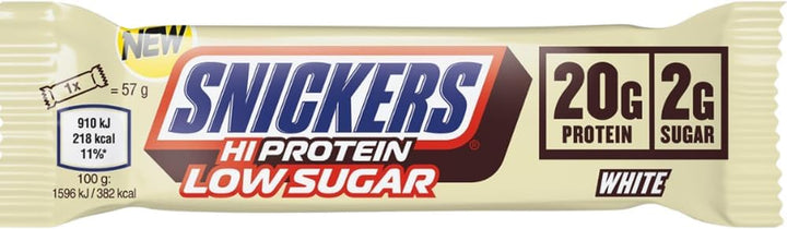 - White Chocolate Low Sugar Protein Bars | 12 X 57G Pack, Only 2G of Sugar per Bar, Hi Protein Energy Snack, 20G Protein