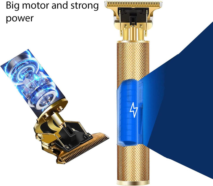 Professional T-Blade Hair Trimmer and Grooming Kit - Cordless, Rechargeable Electric Clippers for Men'S Beard and Hair Pro Barbers (Gold)