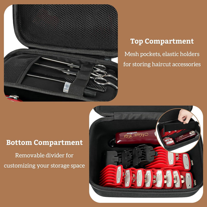 Hard Travel Case for Hair Clippers, Hair Cutting Barber Supplies Holder, Trimmer Organizer Storage Bag for Hatteker/Oneisal/Wahl 5Star/Andis Men Razor Guard Grooming Kits