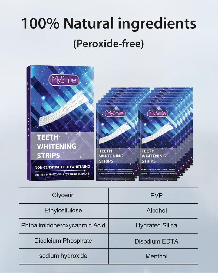 Teeth Whitening Strips 14 Treatments, Non-Sensitive Formula, Non-Slip 28 Whitening Strips for Sensitive Teeth, Fast Whitening, Safe Whitener for Smokers, Coffee Drinkers, Yellow Stains