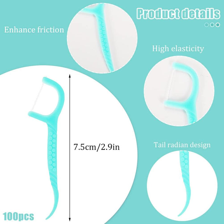 100 Pcs Dental Floss, Disposable Floss Sticks Dental, Portable Toothpicks Sticks, Interdental Cleaning Tool for Travel, Home, Office, Restaurant (Blue)