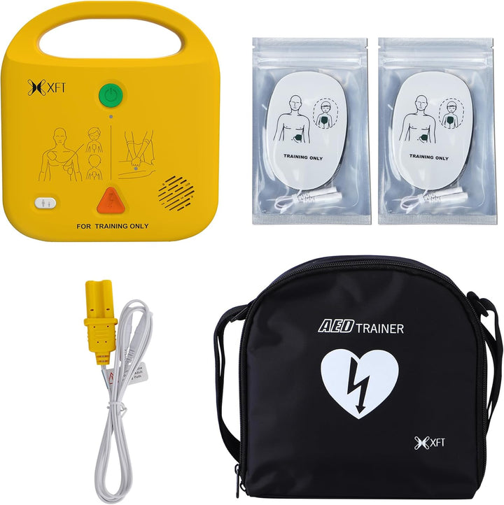 AED Trainer, AED Defibrillator Trainer Set CPR Training Device, English, Italian, French, Spanish Voice Prompts, 5 Different Scenarios, First Aid Defibrillator Trainee Beginner, -120NB Training AED