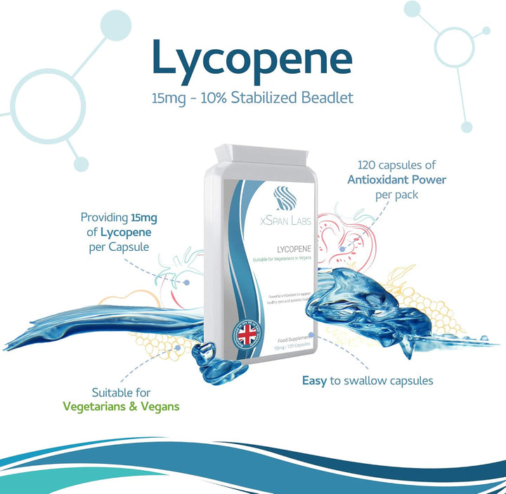 Lycopene 15Mg, 120 Capsules – Special Targeted Release Antioxidant Supplement Support for Healthy Eye Function, Cardiovascular and Prostate Health – UK Made