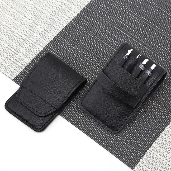 Tweezers Set - Professional Stainless Steel Tweezers for Eyebrows - Great Precision for Facial Hair, Splinter and Ingrown Hair Removal (Black)