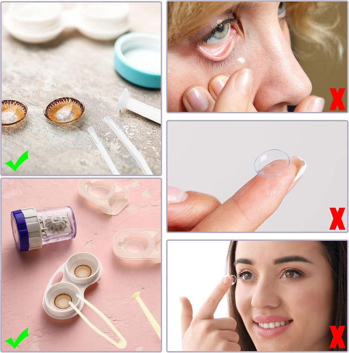 4 Pack Contact Lens Remover and Inserter Tool for Soft Lenses, Portable Contact Lens Applicator with Tweezers & Storage Case for Outgoing, Travelling - White & Yellow