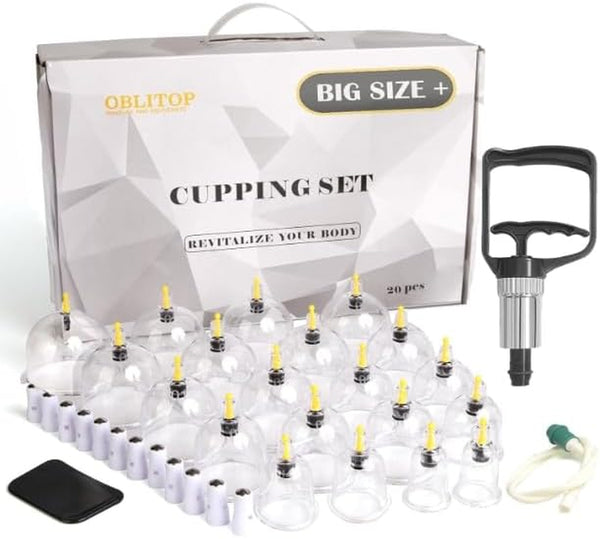Cupping Therapy Set 20 Cups, Large Size V2.0 for Women Men Vacuum Cup for Body Muscle Back Pain Relief Massage Suck Cellulite Suction Device Cups Cupping Therapy Set