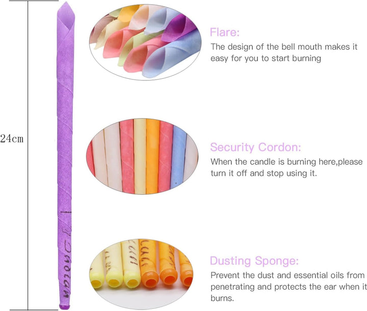 Ear Candles 32Pcs Natural Ear Candles Beeswax Candling Cones,With 16 Protective Disks，Ear Wax Remover Candles Kit with Natural Organic Beeswax (32 Pcs)