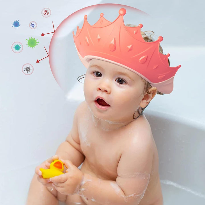 Baby Shower Cap, Kids Shampoo Shower Bath Cap Adjustable Hair Washing Shampoo Shield Baby Visor for Eyes and Ears Protector (Pink)