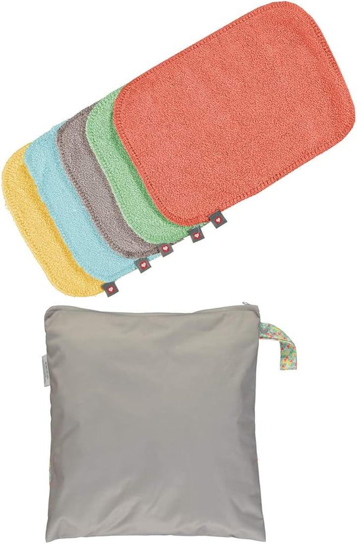 Pop-In Reusable Bamboo Wipes - 10 X Washable Baby Wipes 20X15Cm Pastel Colours Extra Soft & Reusable for Baby'S Hands & Face