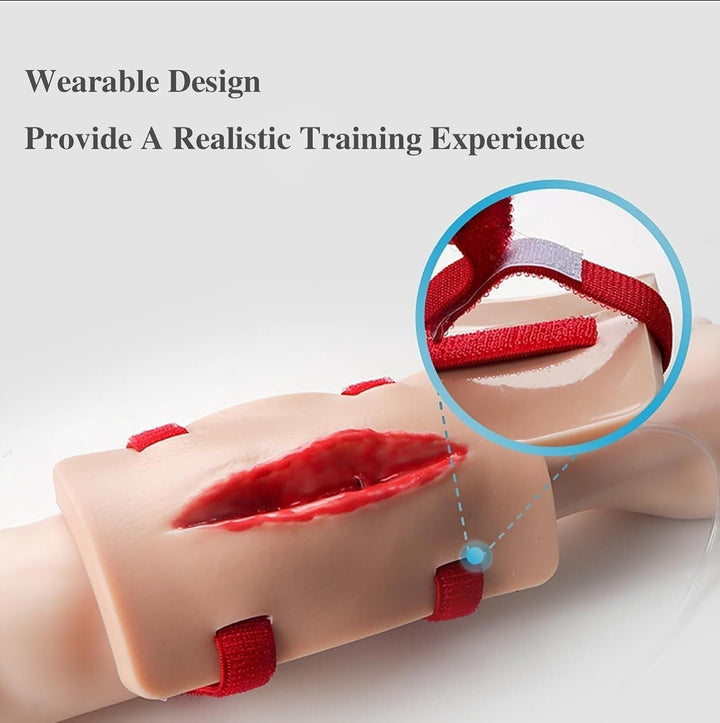 Wound Dressing and Tourniquet Simulator Manikin, 2 Pieces Wound Dressing Tourniquet Training Manikin, Wearable, Wound Skin Simulation Module, for Medical Courses, Hemostasis First Aid Practice