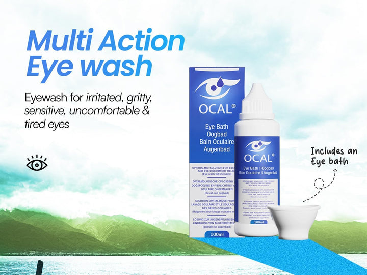 ® Multi Action Eyewash - 100Ml with Eye Wash Cup - 7.2Ph Balanced Ophthalmic Eyewash Solution for Irritation, Redness, Dryness & Tired Eyes – Gentle Eye Rinse – Suitable for Contact Lens Users