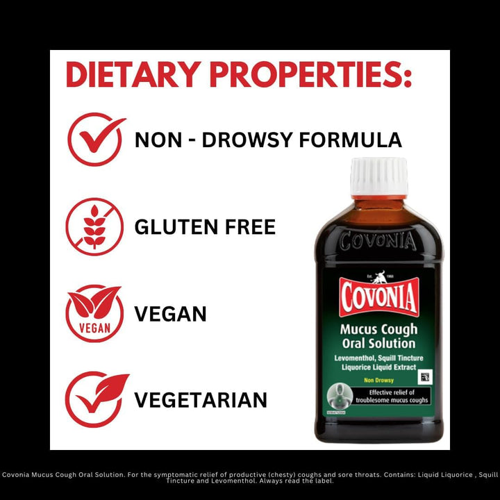 Mucus Cough Oral Solution,Loosen Chesty Coughs & Troublesome Stubborn Mucus,Suitable for Vegetarians, Vegans & Coeliacs,For Adults & Children Aged 5 +, Cough Medicine,300Ml