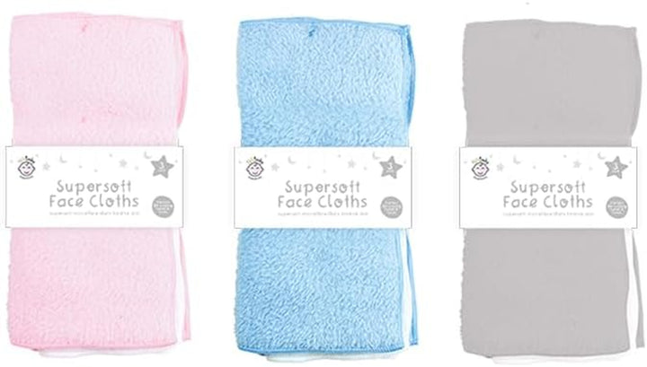 Super Soft Microfibre Baby Face and Hand Wipes 3 Pack of 30 X 30Cm Reusable, Washable, Dry, Unscented Cloths | Ideal for Hands & Faces
