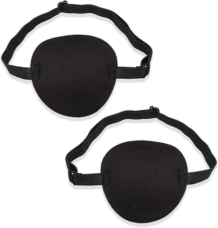 2 PCS Eye Patches, Adjustable Single Eye Patch, Soft and Comfortable Pirate Eye Patches for Adults and Kids for Amblyopia Lazy Eye - Black