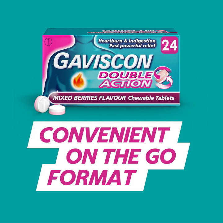 Double Action Heartburn Relief, Mixed Berries, 4-Pack (96 Total) - Fast Soothing for Acid Reflux and Digestive Comfort