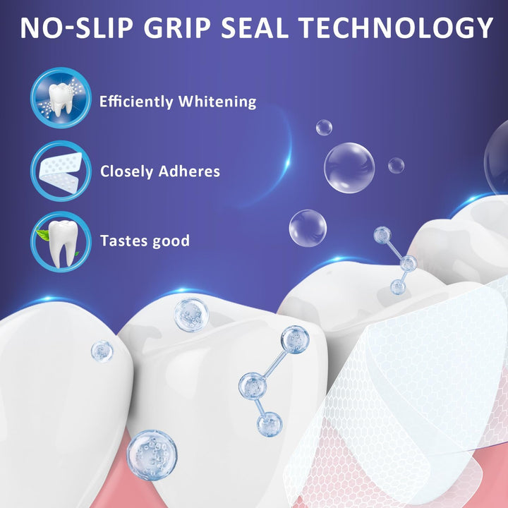 Teeth Whitening Strips 14 Treatments, Non-Sensitive Formula, Non-Slip 28 Whitening Strips for Sensitive Teeth, Fast Whitening, Safe Whitener for Smokers, Coffee Drinkers, Yellow Stains